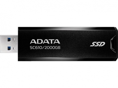 SSD (külső memória), 2TB, USB 3.2, 500/550MB/s, ADATA "SC610", fekete-piros